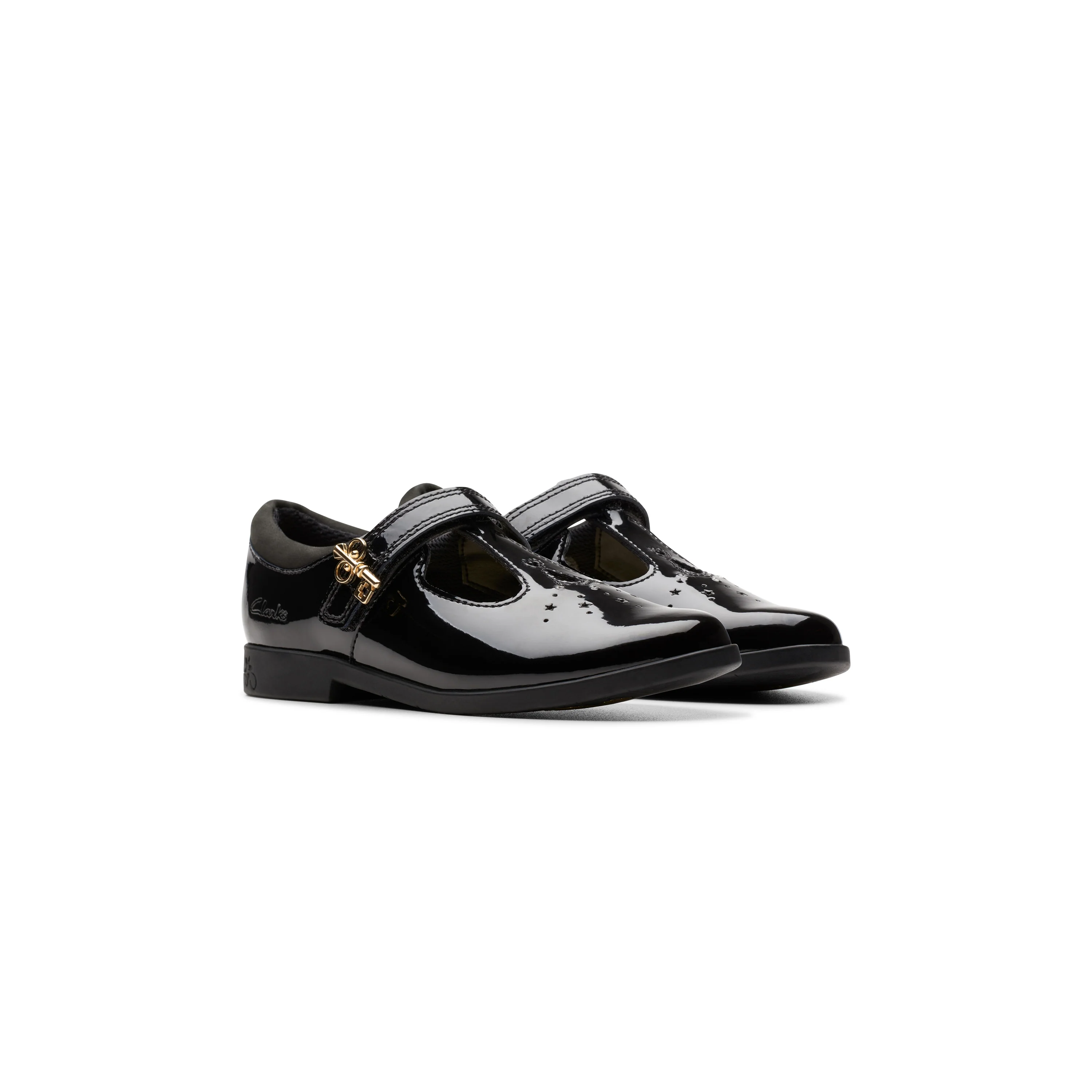 Girls- Lock Shine Kid. Black Patent - Image 4